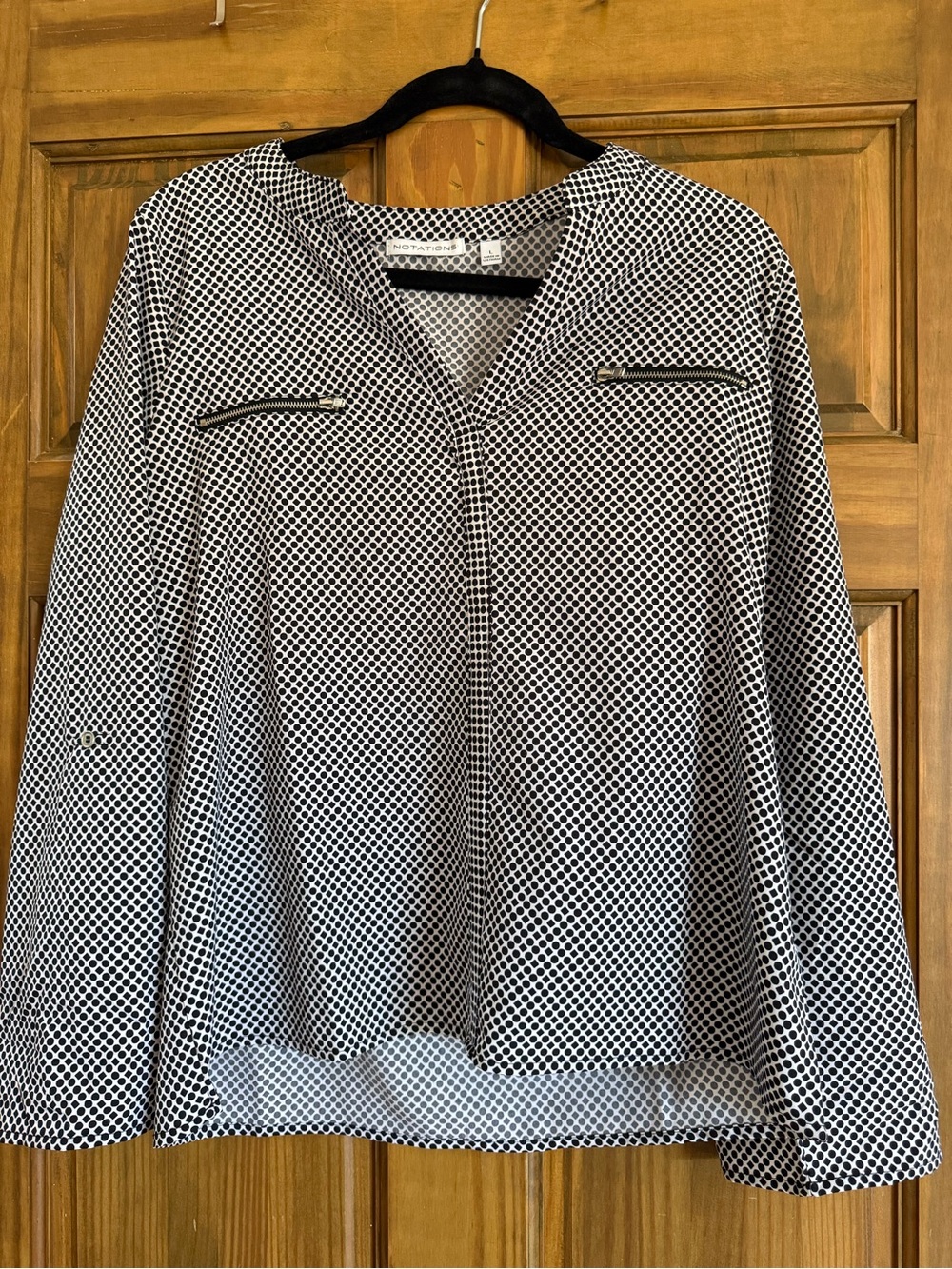 Notations Black and White Geometric Zip-Pocket Jacket